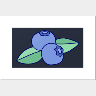 Two Blueberries Two Leaves Posters and Art